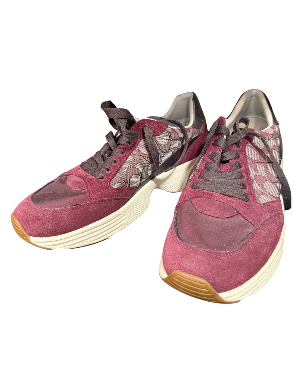 Coach CitySole Court Sneaker Burgundy Signature Jacquard Platform Sneakers 10B - Picture 9 of 10